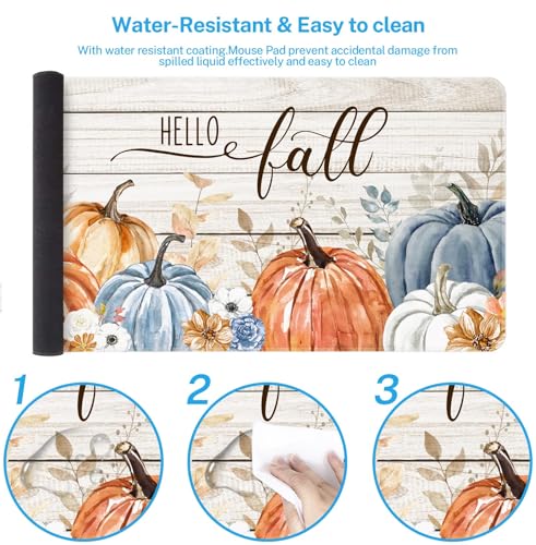 Britimes Large Mouse Pad, Mouse Pad, 31.5 x 15.7 Inch, Pumpkin Blue Orange - color: Fall Pumpkin