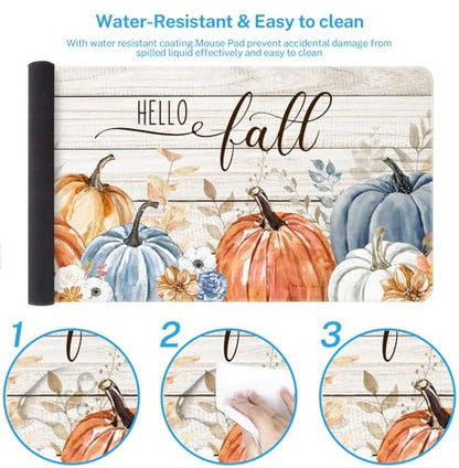 Britimes Large Mouse Pad, Mouse Pad, 31.5 x 15.7 Inch, Pumpkin Blue Orange - color: Fall Pumpkin