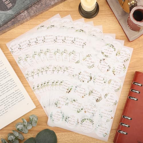 600 Pcs Bible Verse Stickers 24 Styles Eucalyptus Scripture Stickers - style: Eucalyptus