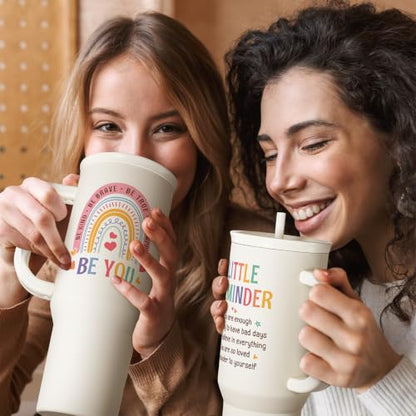 Inspirational Tumbler with Handle 40oz, Positive Reminder Coffee Cups Stainless Steel Travel Mug, Daily Inspiration Motivational Gifts for Women Girls Friends Coworker, Gift for Birthday Christmas - color: Inspiration 1