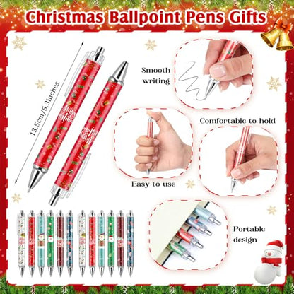 Sayglossy 36 Pcs Christmas Pens Bulk Cute Merry Christmas Gift Retractable Ballpoint Gel Ink Pens Novelty Santa Claus Tree Xmas for Coworkers Office Supplies Stockings Stuffers Holiday - style: Xmas