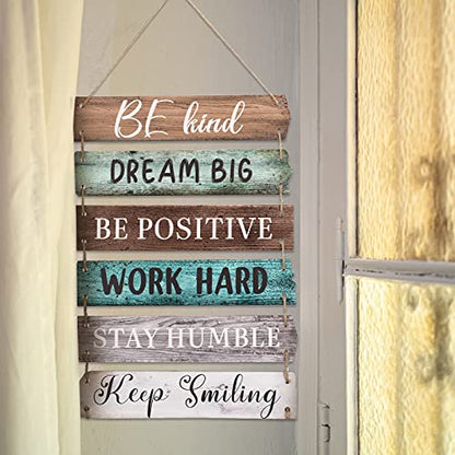 Blulu 6 Pcs Positive Quotes Wall Hanging Plaque Sign, Retro Style - style: Retro Style