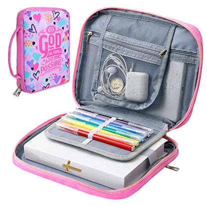 ICOSY Bible Cover, Church Bag for Women and Girls - color: Pink