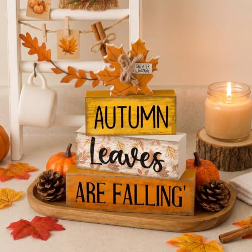 Lineshading 4 Pcs Fall Table Decorations Wooden Autumn Maple Leaf Decor - style: Autumn Leaves