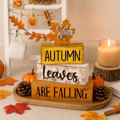Lineshading 4 Pcs Fall Table Decorations Wooden Autumn Maple Leaf Decor - style: Autumn Leaves