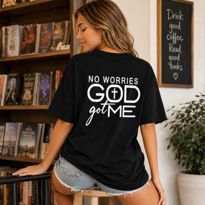 Christian Shirts for Women God Jesus Faith Shirt God Got Me Religious Tshirts Bible Verse Cross Graphic Tees Tops - color: Black, size: Medium