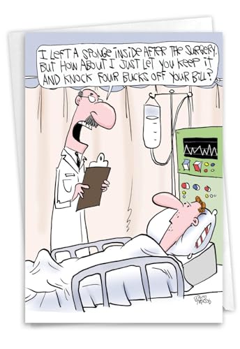 NobleWorks 1 Funny Get Well Surgery Card 5x7 Sponge Recovery C6081GWG - style: Sponge Surgery