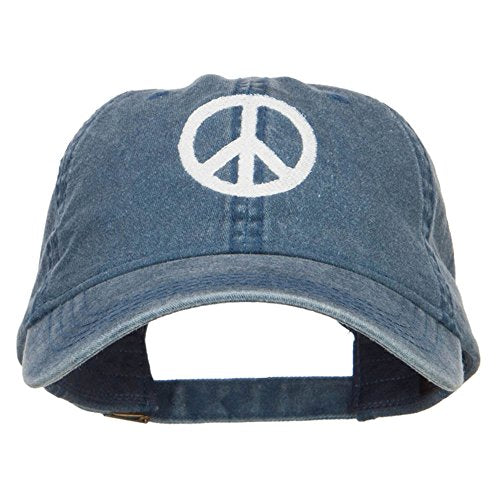e4Hats.com Peace Symbol Embroidered Washed Cap - color: Navy