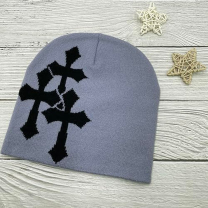LUBINGSHINE Y2K Knitting Hat, Spider Web Pattern Beanies for Men & Women, Warm Knitted Hat Streetwear Outdoor Winter - color: Grey