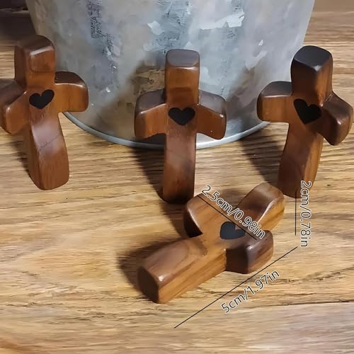 Cross My Heart/Encouragement Gift Wood Comfort Pocket Prayer Cross for Clutching, Clinging and Praying Christian Religious Gift - color: Black Walnut