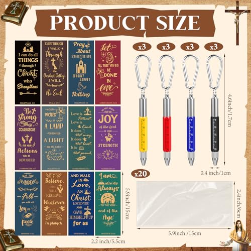 Pajean 12 Set 6 in 1 Multi Tool Pen Bible Verse Bookmarks Screwdriver