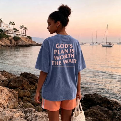 Christian Oversized Shirts for Women God Graphic Tees Shirts Bible Verse Jesus Shirt Religious Acid Wash Tshirts - color: Blue, size: Small