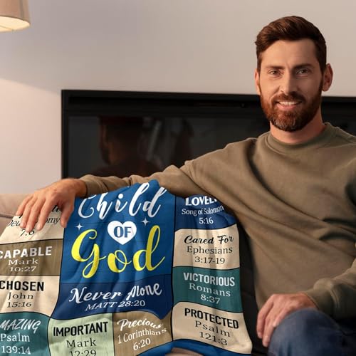 Christian Gifts for Men, I Am A Child of God Blanket, 50"x60" - color: Christian Gifts Blue