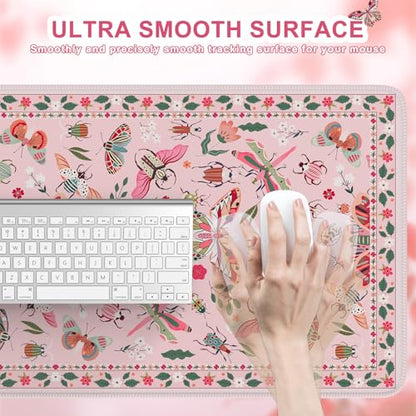 iCasso Pink Desk Pad Mat,XXL Large Mouse Pad,Desk Matt for Desktop - color: Butterfly-pink