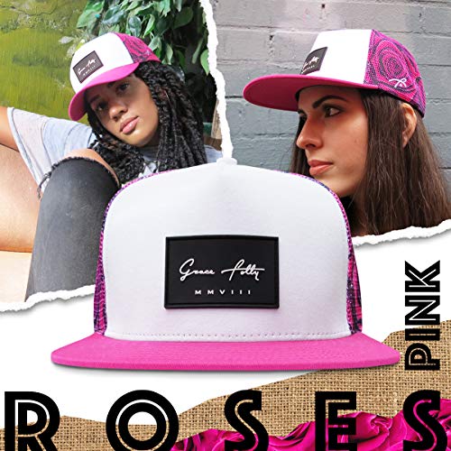 Grace Folly Trucker Hat for Men & Women. Snapback Mesh Caps - color: Rose- Pink