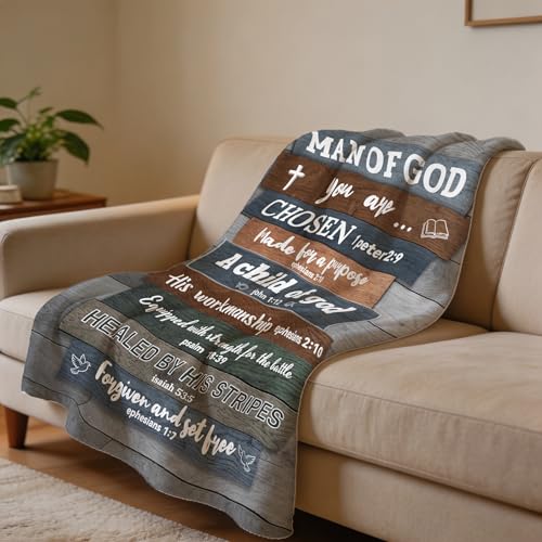 Christian Gifts for Men Blanket 60"x50", Religious Spiritual Gifts for Him - color: Christian Gifts for Men