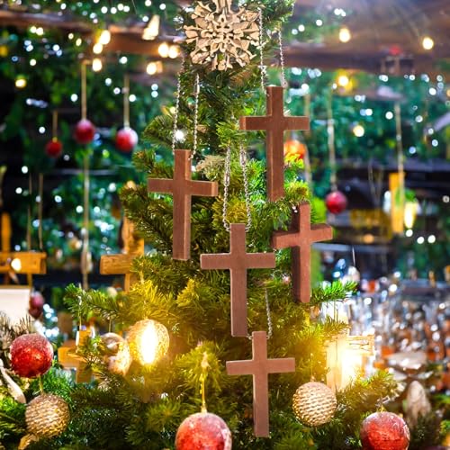 Bright Creations Mini Cross Keychain - 50-Pack, Dark Brown Wood, 1.2 x 1.7 In - Christian Keychain Set for DIY Craft & Necklace & Bracelet Accent