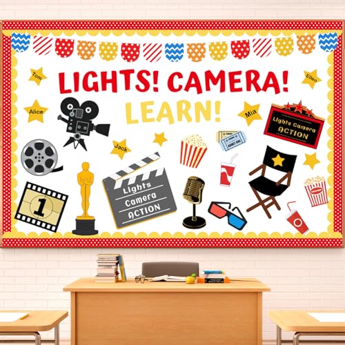Movie Night Bulletin Board Decorations Set Theater Movie Classroom Decor - color: Movie