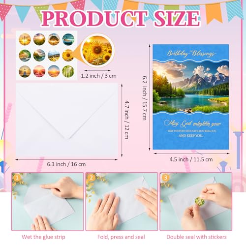 Motiskyy 120 Pack Religious Christian Birthday Cards Bulk with Scripture Bible Verse 4.5 x 6.2 Inch Assorted Christian Blessing Greeting Card for Birthday with Envelopes and Stickers (Landscape Style) - style: Landscape Style