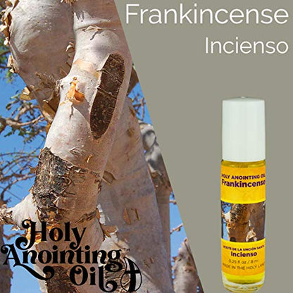 Frankincense Anointing Oil from Israel Boxed Gift Set with Dispenser, Holy Jerusalem Oil & Gold Metal Keychain Bottle Container, Plastic Dropper & Small Glass Vial, Aceite Ungido y Botella - color: Gold, style: Frankincense