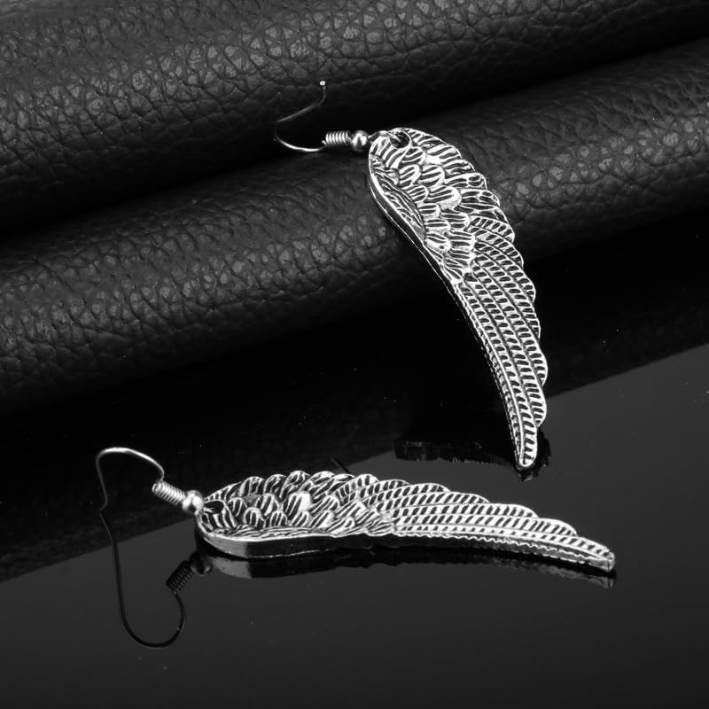 coadipress Angel Wing Earrings for Women Unique Silver Plated Fairy Feather Guardian Dangle Drop Hook Earrings Jewelry - color: Silver Angle Wings