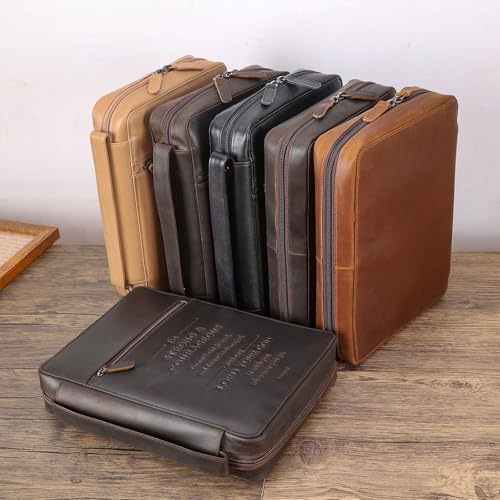 Polare Full Grain Leather Bible Cover Church Bag Bible Protective Book Holder Carrying Case Folder Organizer Portfolio, Dark Brown - style: Dark Brown