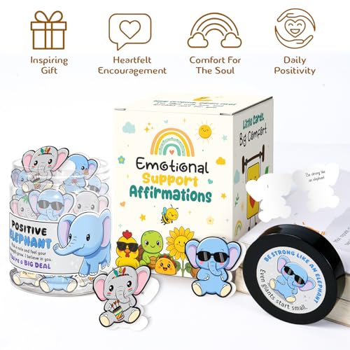 Elephant Gifts For Women, Mom, Friends, Teens, Coworkers - Elephants Desk Decoration, Positive Elephant Gift, Inspirational Chrismas Gifts - White Elephant Gift for Women - color: Positive Elephant