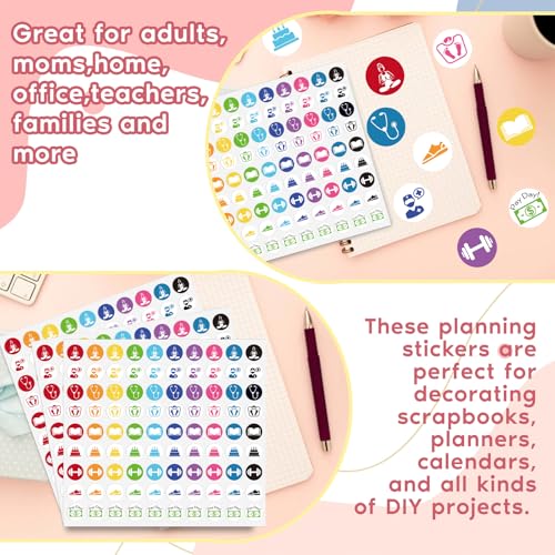 900 Pcs Colorful Calendar and Planner Stickers, Mini Daily Reminder Labels, 0.5 Inch, for Journal, Scrapbook, Fitness, Birthday, Reading,Appointments