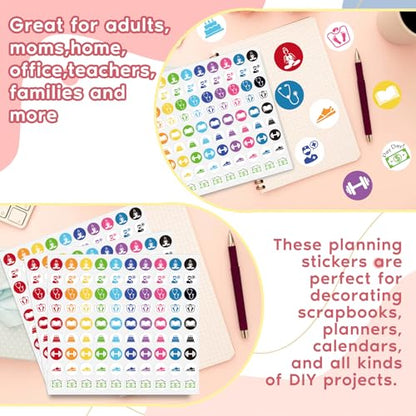 900 Pcs Colorful Calendar and Planner Stickers, Mini Daily Reminder Labels, 0.5 Inch, for Journal, Scrapbook, Fitness, Birthday, Reading,Appointments