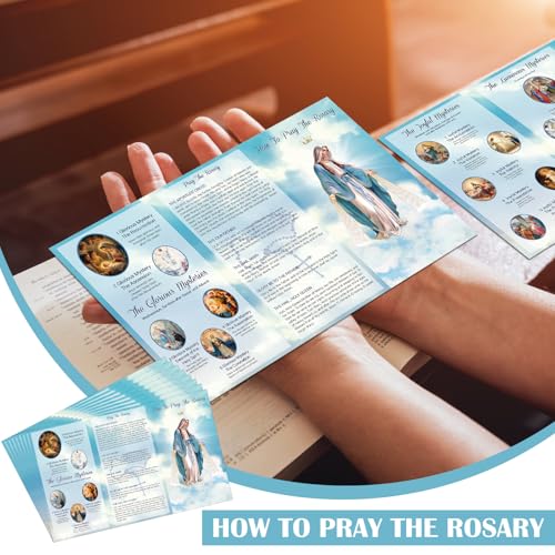 Motiskyy 50 Pcs 9.7 x 6 Inches Rosary Prayer Card Catholic Laminated Card
