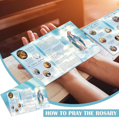 Motiskyy 50 Pcs 9.7 x 6 Inches Rosary Prayer Card Catholic Laminated Card