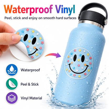 Fun Smiley Face Stickers, 50 Pcs, 2.12 Inch Waterproof Party Pack - color: Fun Smiley