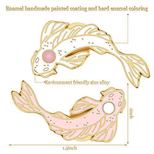 Syhood 4 Pcs Koi Fish Enamel Lapel Pins Multicolor Brooch Badge Set