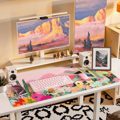 iCasso Desk Mat,Cute Mouse Pad for Desk,35"x16",Home Office, Cactus - color: A-cactus