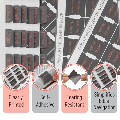 Mr. Pen- Laminated Bible Tabs, 75 pcs, Easy-to-Read & Apply - color: Cool Gray