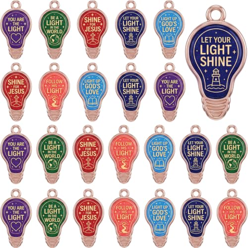 Sasylvia 48 Pcs Back to School Neon Light Bulb Charms for Jewelry Making – Inspirational Bulb Pendant DIY Crafts, Metal Alloy Teacher Student Gifts, Bulk Keychain Necklace Bracelet Supplies - style: Neon Light Bulb