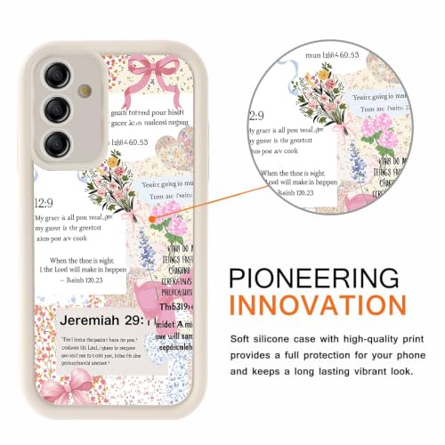 Christian Case for Samsung Galaxy S25, Aesthetic Bible Verse Bow Flower Pattern Design Collage Phone Cover, TPU Shockproof Protective Shell for Samsung S25 6,2" - color: Bow