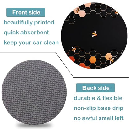 Car Cup Holder Coasters, 2 Pack – 2.75" Universal Auto Anti-Slip Insert Coaster, Rubber Car Coasters, Personalized Car Accessories for Women & Men (Bee Honeycomb) - color: Bee Honeycomb