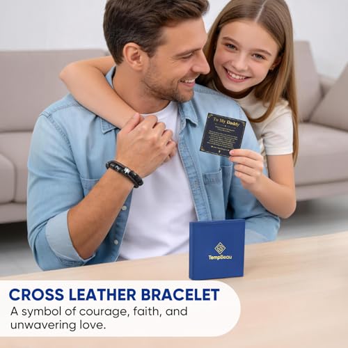 Christian Brown Leather Bracelet for Men - Double-Row Braided Leather Faith Cross Bracelets Bangle Religious Baptism Inspirational Bible Verse Jewelry Gift for Young Men Teenage, Adjustable Wristband - color: Love you forever