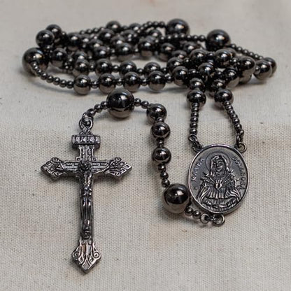 Gun Metal World War I Seven Sorrow Original Solid Stainless Steel Rosary Beads Catholic
