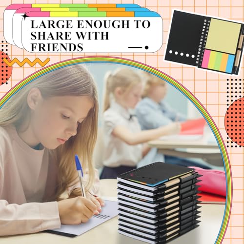 Qilery 100 Pack Lined Spiral Notebook Bulk Small Notepad and Pen Set - style: Classic