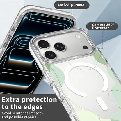 for iPhone 17 Pro Max/iPhone 18 Pro Max Case [Compatible with Magsafe],Girls Women Clear Magnetic Case Silicone Shockproof Protective Cover with Pattern Aesthetic Green Wavy Art - color: Aesthetic Green Wavy Art, size: iPhone 17 Pro Max/iPhone 18 Pro Max