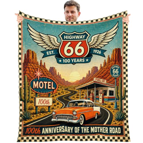 Wxiben Retro 66 Road Blanket Gifts for Women Men 60" X 50" Throw Blanket - color: Retro 66 Road