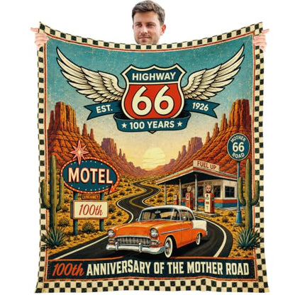 Wxiben Retro 66 Road Blanket Gifts for Women Men 60" X 50" Throw Blanket - color: Retro 66 Road