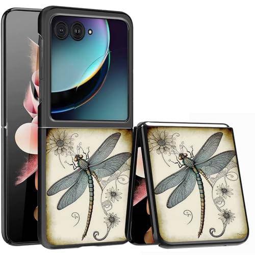 for Samsung Galaxy z flip 7 Case Dragonfly Drawing Design,Slim Fit Lightweight Hybrid Hard PC PU Leather Folding Phone Cover for Z Flip 7 6.9" - color: Dragonfly Drawing