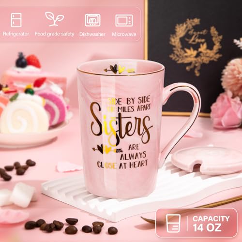 Sister Birthday Gifts for Sister from Brother Sisters, 14oz Sisters Mug - color: Pink - Sister Gifts