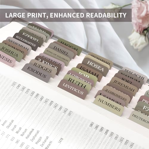 Taja Bible Tabs, 75 Large Print Index Tabs for Women & Men - color: J-earth Tone