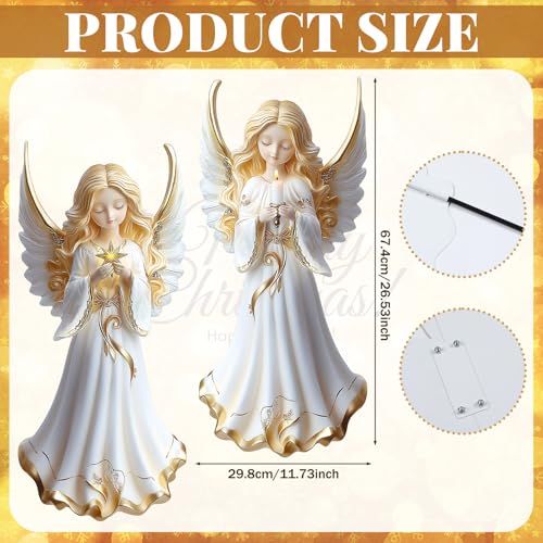 Moxweyeni 2 Pcs Christmas Yard Sign Outdoor Metal Angel Stakes Decoration - style: Star and Candle Angels