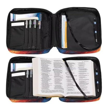 Coldinair Custom Bible Cover for Kids Boy Personalized Bible Case Bible Carrier Carrying Organizer Purse Handbag with Zipper Pockets Church Bag,Soccer Fire Flame - color: Add Your Name,soccer Fire Flame