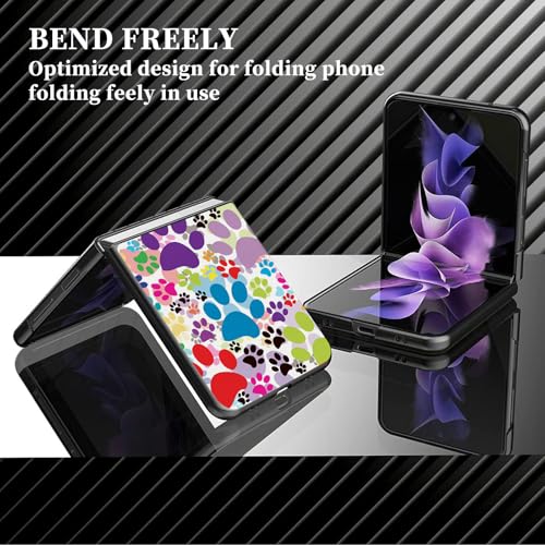 for Samsung Galaxy z flip 7 Case Dog Pawprint Multicolor Slim Fit Lightweight Hybrid Hard PC PU Leather Folding Phone Cover for Z Flip 7 6.9" - color: Dog pawprint multicolor
